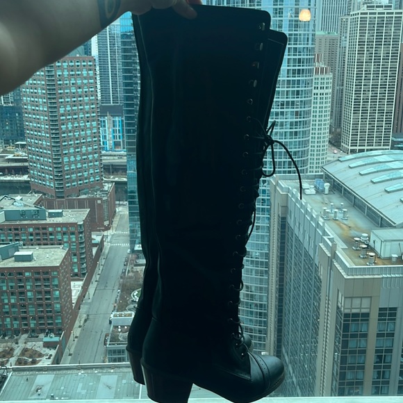 Black Over the Knee Boots - Picture 1 of 4